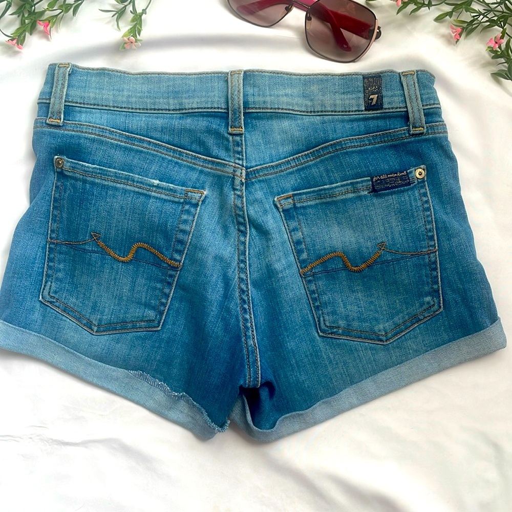 7 For All Mankind Blue Jean Shorts - Picture 2 of 15